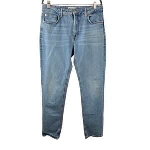 ZARA Blue Jeans Denim High-Rise Skinny Leg Split Hem Classic Zip Fly Size 8 40